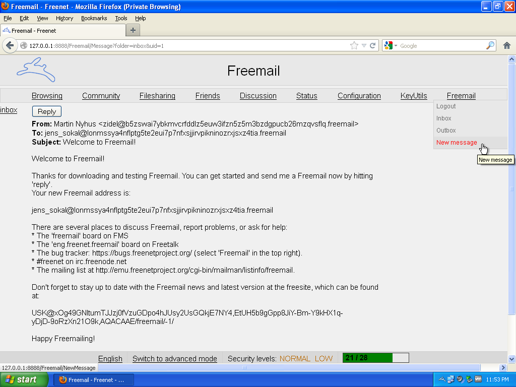 Login basic freenet mail Issue